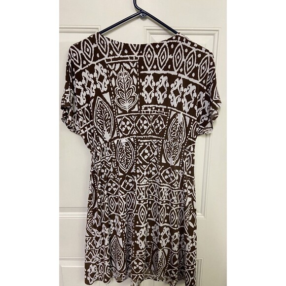 Torrie Richards Dress Womens Medium Brown Floral Honolulu faux wrap Stretch - Picture 4 of 7